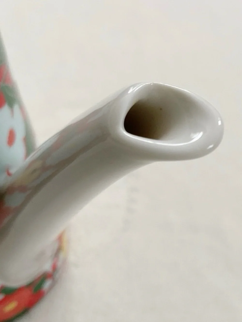 Vintage Made in Spain Floral Ceramic Coffee Pot Teapot Red White Cottagecore